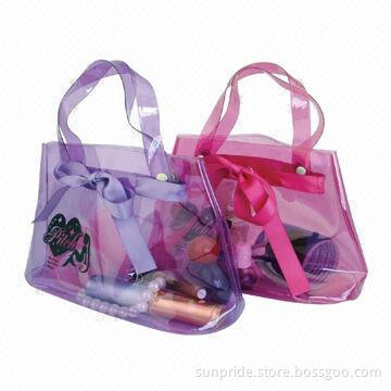 Clear Promotional PVC/EVA Cosmetic Bag, Available in Transparent, Measures 9.06 x 5.91 x 1.38 Inches